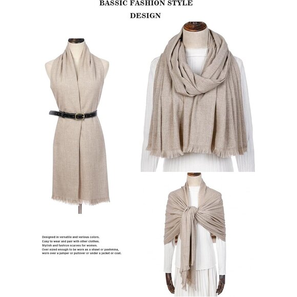 🆕 Women Cream Wedding Evening Dress Pashmina Shawl Winter Foulard Femme Wraps - Picture 5 of 7